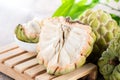 Fresh sugar apple fruitCustard Apple,sweetsop on wooden table