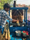 Fresh Sugarcane juice being squeezed Royalty Free Stock Photo