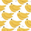 Fresh summer banana background. Seamless vector pattern with fruits