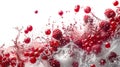 Fresh summer berries and water splash close up. Strawberry, blackberry, black currant, raspberry Royalty Free Stock Photo
