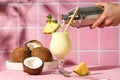 Fresh summer cocktail - Pina colada, fresh summer drink concept