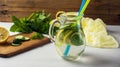 Fresh Summer Drink. Healthy detox water with lemon, cucumber and mint Royalty Free Stock Photo