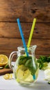 Fresh Summer Drink. Healthy detox water with lemon, cucumber and mint Royalty Free Stock Photo