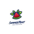 Fresh summer fruit slice water melon logo icon template