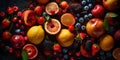 Fresh summer fruits mixed variation background Royalty Free Stock Photo