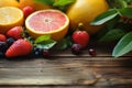 Fresh summer fruits on a wooden background Royalty Free Stock Photo