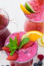 Fresh summer fruity smoothies Royalty Free Stock Photo