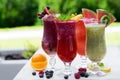 Fresh summer fruity smoothies Royalty Free Stock Photo