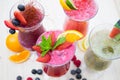 Fresh summer fruity smoothies Royalty Free Stock Photo