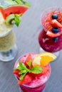 Fresh summer fruity smoothies Royalty Free Stock Photo