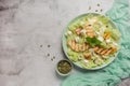 Fresh summer grilled melon and cheese salad, top view Royalty Free Stock Photo