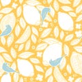 Fresh summer lemon bird pattern