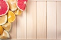 Fresh summer lemonade banner with corner border. Cool Summer Lemonade Corner Border, Above On Wood Banner Background. Top view on Royalty Free Stock Photo