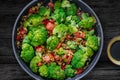 Fresh Summer Salad, sauteed vegetables and Broccoli and soy sauce Royalty Free Stock Photo