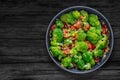 Fresh Summer Salad, sauteed vegetables and Broccoli and soy sauce Royalty Free Stock Photo