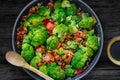 Fresh Summer Salad, sauteed vegetables and Broccoli and soy sauce Royalty Free Stock Photo
