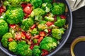 Fresh Summer Salad, sauteed vegetables and Broccoli. Royalty Free Stock Photo