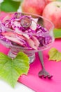 Fresh summer salad snack with red cabbage, apple, grape