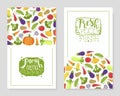 Fresh Summer Vegan Menu Card Templates Set, Organic Vegetables Seamless Pattern, Helthy Vegetarian Food Design Element