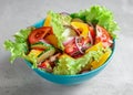 Fresh Summer Vegetable Salad in blue bowl Royalty Free Stock Photo