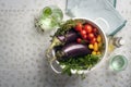 Fresh summer vegetables in a colander