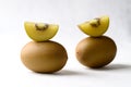 Fresh sungold kiwi fruit on white background Royalty Free Stock Photo