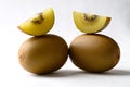 Fresh sungold kiwi fruit on white background Royalty Free Stock Photo