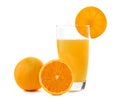 Fresh sunkist orange juice with slices of orange