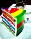 Yummy Rainbow Cake with white frosting Royalty Free Stock Photo