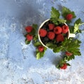 Fresh, sweet berries on stone background.