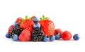 Fresh Sweet Berries on the White Background. Ripe Juicy Strawberry, Raspberry, Blueberry, Blackberry