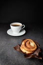 Fresh Sweet Cinnamon Roll and coffee Royalty Free Stock Photo