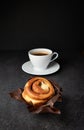 Fresh Sweet Cinnamon Roll and coffee Royalty Free Stock Photo