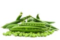 Fresh sweet green pea pod on white background. Royalty Free Stock Photo