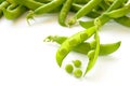 Fresh Sweet Green Pea Pods and Ceeds Isolated on White Background Royalty Free Stock Photo