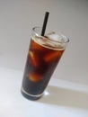 Fresh and sweet ice coffee in a transparent glass