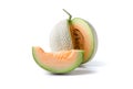 Fresh sweet orange melon isolated on white Royalty Free Stock Photo