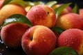 Fresh sweet peaches close up