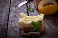 Fresh sweet sliced melon with mint Royalty Free Stock Photo