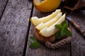 Fresh sweet sliced melon with mint Royalty Free Stock Photo