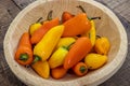 Fresh Sweet yellow and orange mini bell peppers Royalty Free Stock Photo