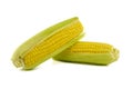 Fresh sweetcorn cob on a white background Royalty Free Stock Photo