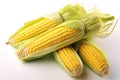 Fresh sweetcorn isolated on white background. Generative Ai