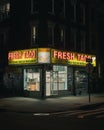 Fresh Taco sign at night in Ridgewood, Queens, New York Royalty Free Stock Photo