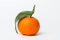 Fresh tangerine with green leaves isolated on white background Royalty Free Stock Photo