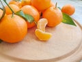 Fresh tangerines on concrete background design