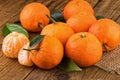 Fresh Tangerines Mandarins. Rustic still life