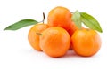 Fresh tangerines oranges fruit with leaves isolated on white background Royalty Free Stock Photo