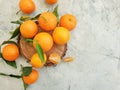 Fresh tangerines organic orange nutrition dessert natural on concrete background health