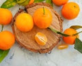 Fresh tangerines organic orange nutrition food dessert natural on concrete background health